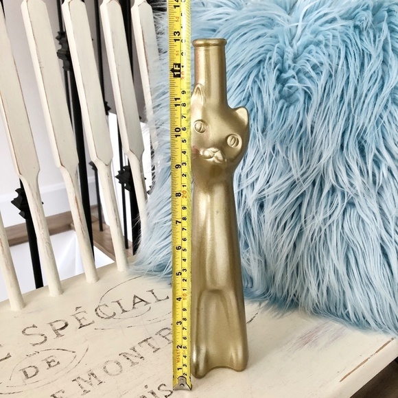 Happy Cat, Metallic Gold, 2007, Empty, Collector, Glass, Wine Bottle, 13" Tall - Picture 9 of 15